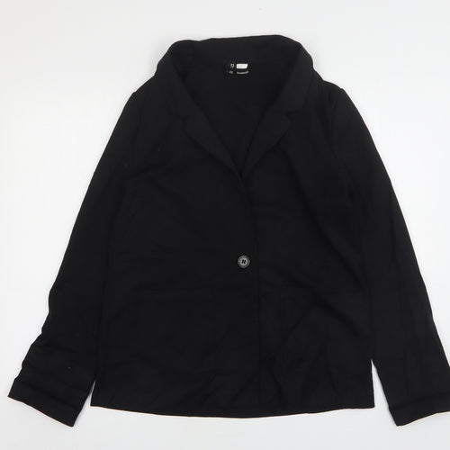 H&M Womens Black  Polyester Jacket Suit Jacket Size 14