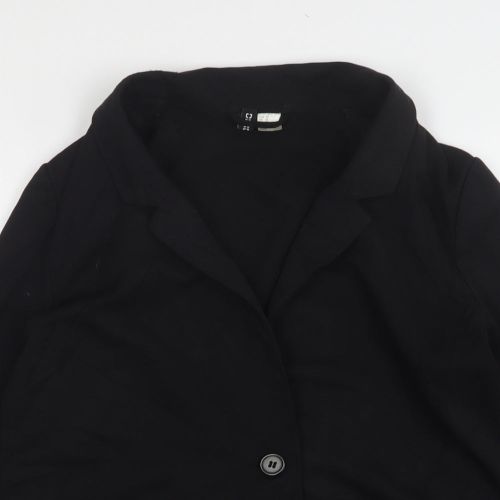 H&M Womens Black  Polyester Jacket Suit Jacket Size 14