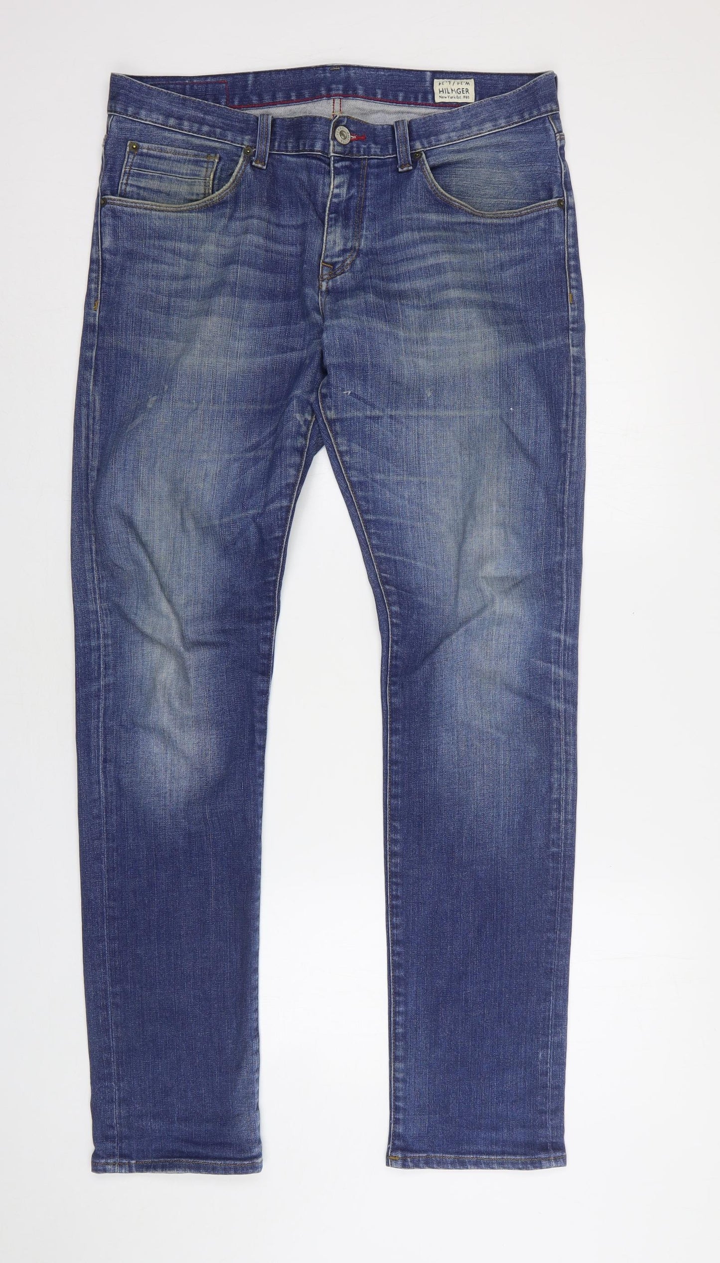 Tommy Hilfiger Mens Blue  Cotton Straight Jeans Size 34 L34 in Regular
