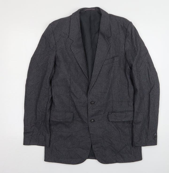 Burton Mens Grey Striped Wool Jacket Suit Jacket Size 38