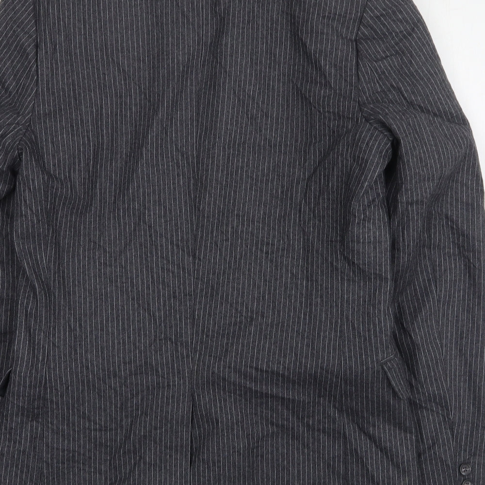 Burton  Mens Grey Striped Wool Jacket Suit Jacket Size 38