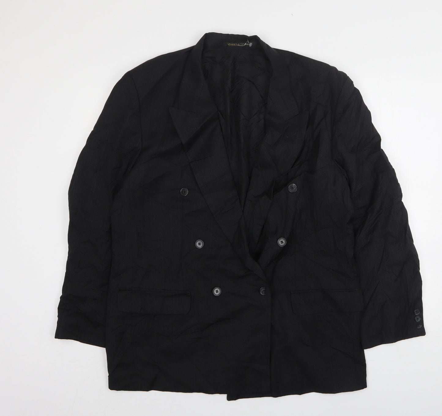 Marks and Spencer Mens Black  Wool Jacket Suit Jacket Size 42