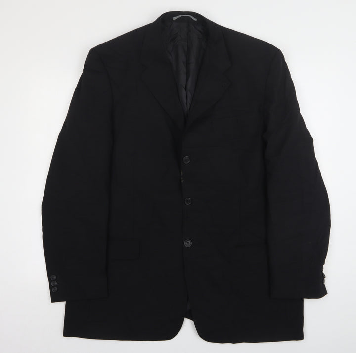 NEXT Mens Black Check Wool Jacket Suit Jacket Size 44