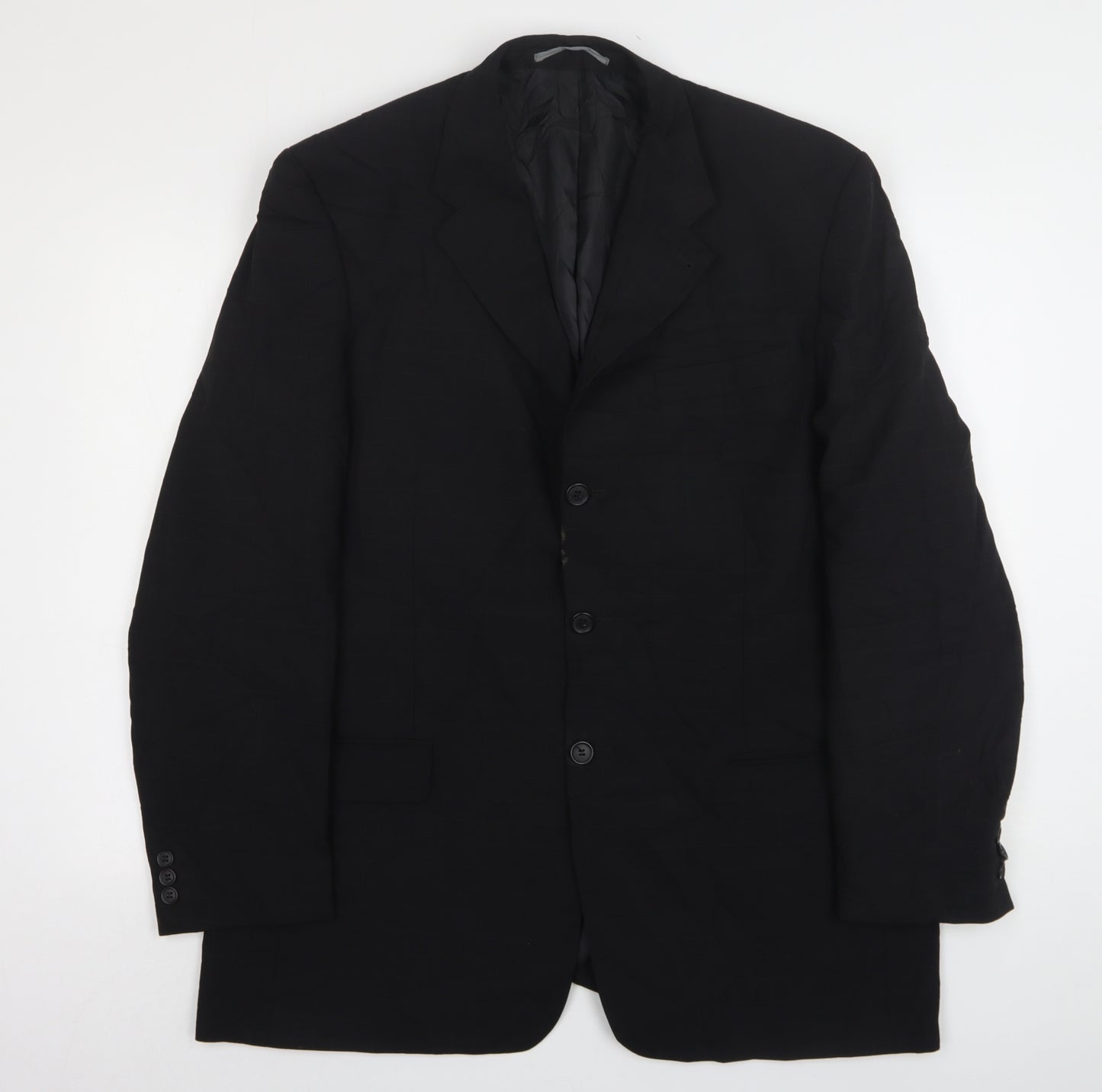 NEXT Mens Black Check Wool Jacket Suit Jacket Size 44