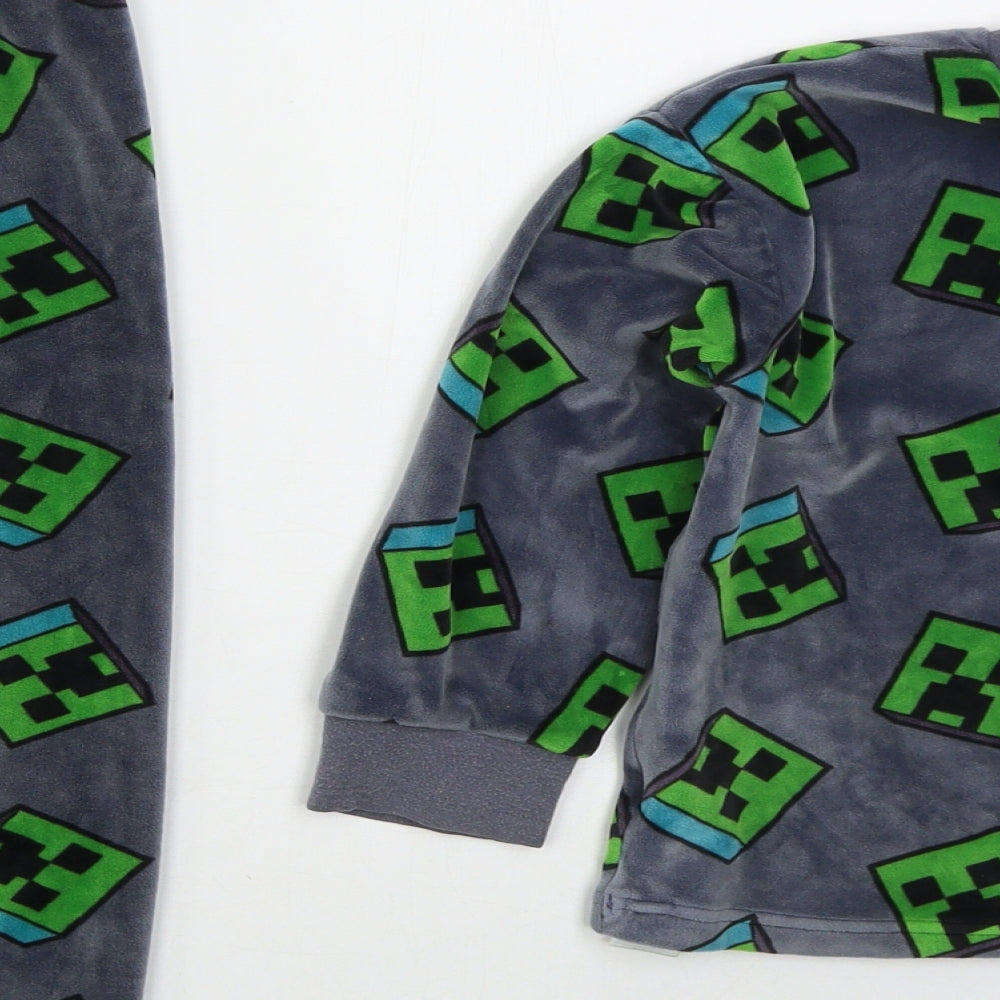 Marks and Spencer Boys Grey  Cotton  Pyjama Set Size 6-7 Years  Pullover - Minecraft