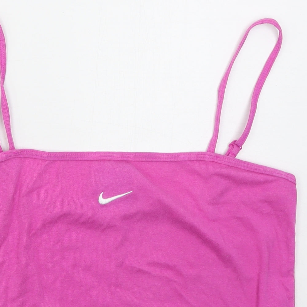Nike Womens Pink  Cotton Cropped Tank Size M Round Neck