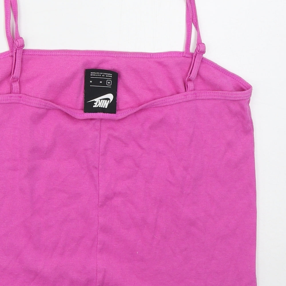 Nike Womens Pink  Cotton Cropped Tank Size M Round Neck