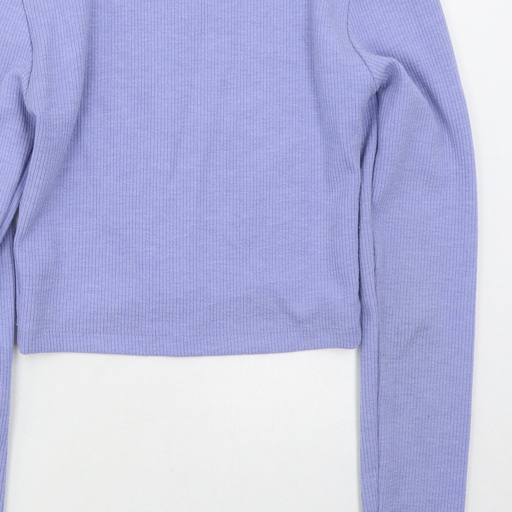 Zara Womens Blue  Polyester Cropped T-Shirt Size M Crew Neck