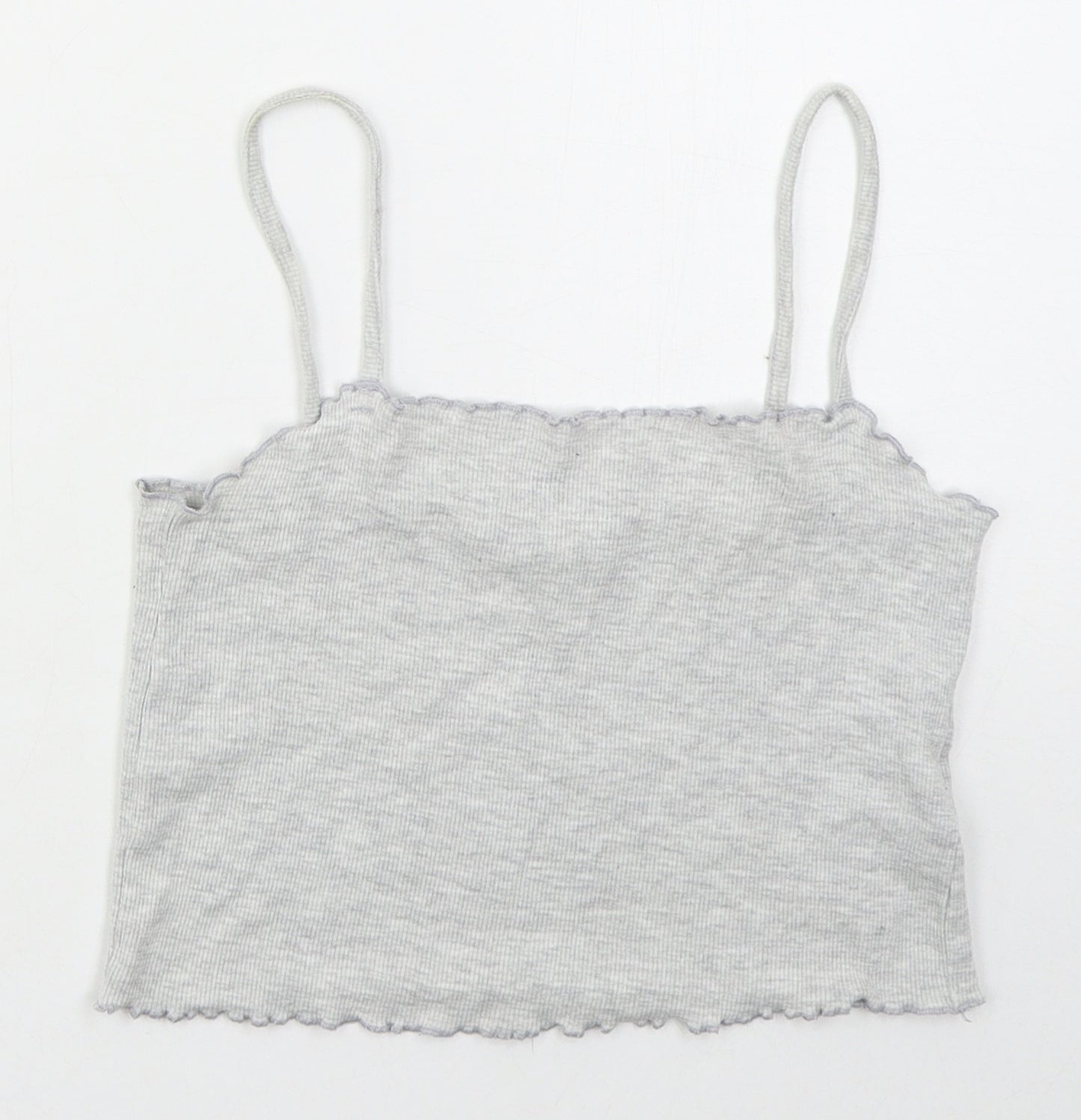Topshop Womens Grey  Cotton Cropped Tank Size 10 Square Neck