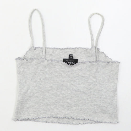 Topshop Womens Grey  Cotton Cropped Tank Size 10 Square Neck