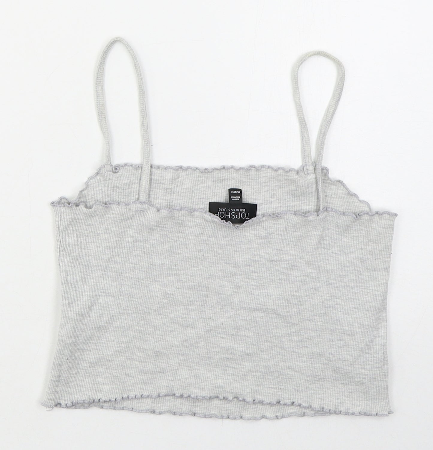 Topshop Womens Grey  Cotton Cropped Tank Size 10 Square Neck