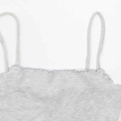 Topshop Womens Grey  Cotton Cropped Tank Size 10 Square Neck
