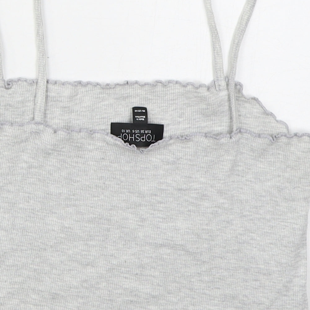 Topshop Womens Grey  Cotton Cropped Tank Size 10 Square Neck