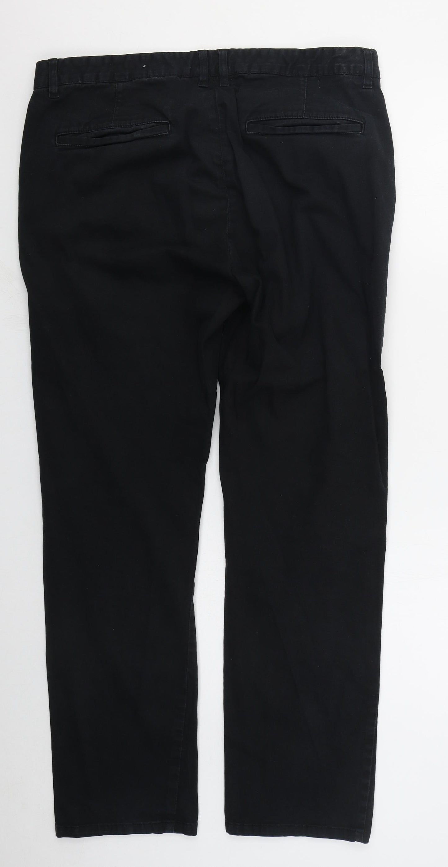 Dunnes Mens Black  Cotton Trousers  Size 36 L30 in Regular Button