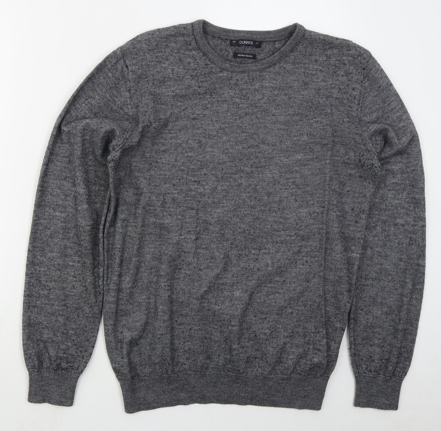 Dunnes Mens Grey Crew Neck  Acrylic Pullover Jumper Size L