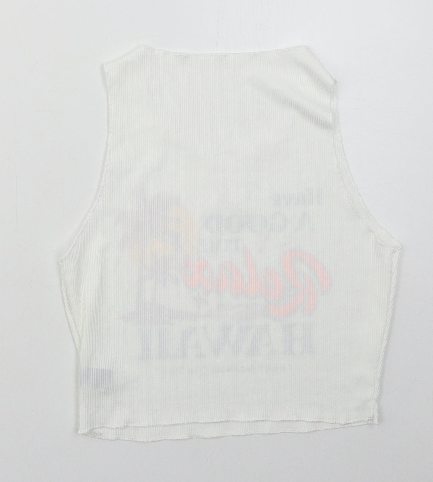 SheIn Womens White  Polyester Cropped Tank Size L Round Neck - Relax Hawaii