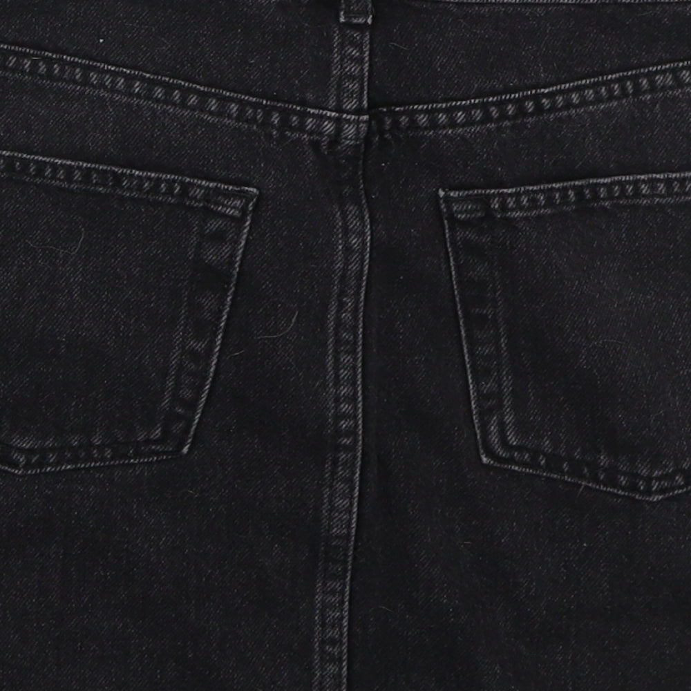 Topshop Womens Black  Cotton Mini Skirt Size 8   Button