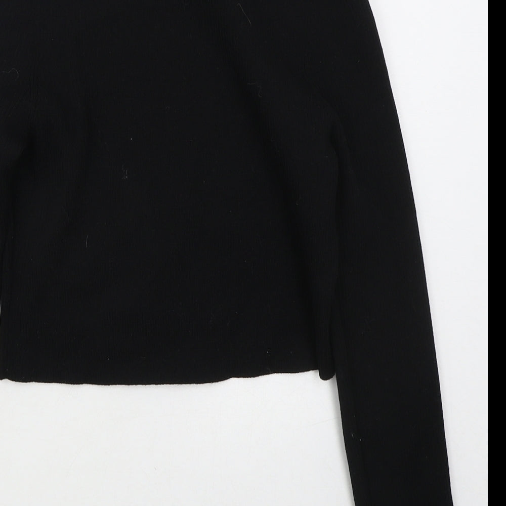 H&M Womens Black Mock Neck  Polyester Pullover Jumper Size L