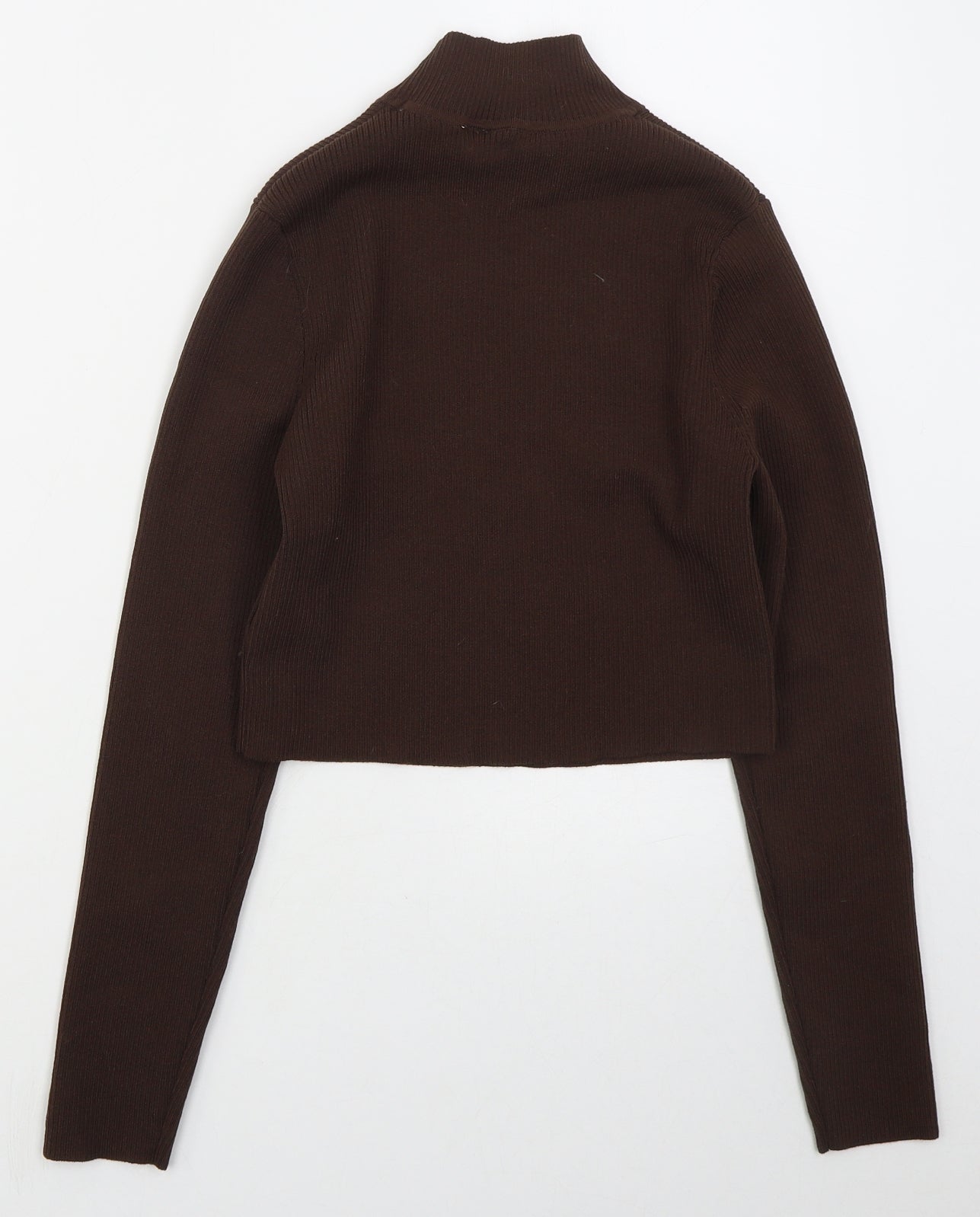 H&M Womens Brown Mock Neck  Polyester Pullover Jumper Size L