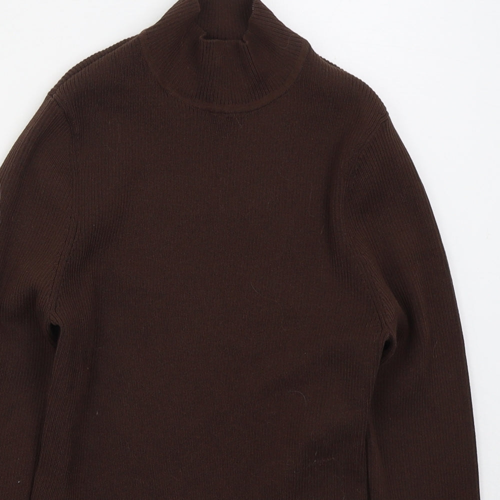 H&M Womens Brown Mock Neck  Polyester Pullover Jumper Size L