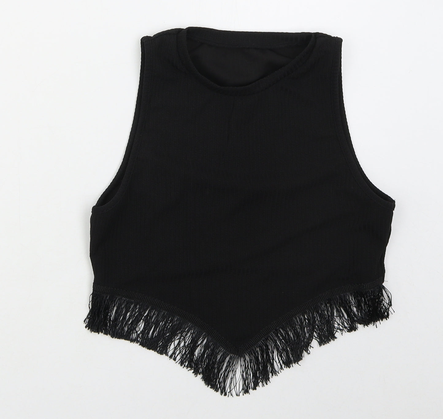 SheIn Womens Black  Polyester Cropped Tank Size L Crew Neck