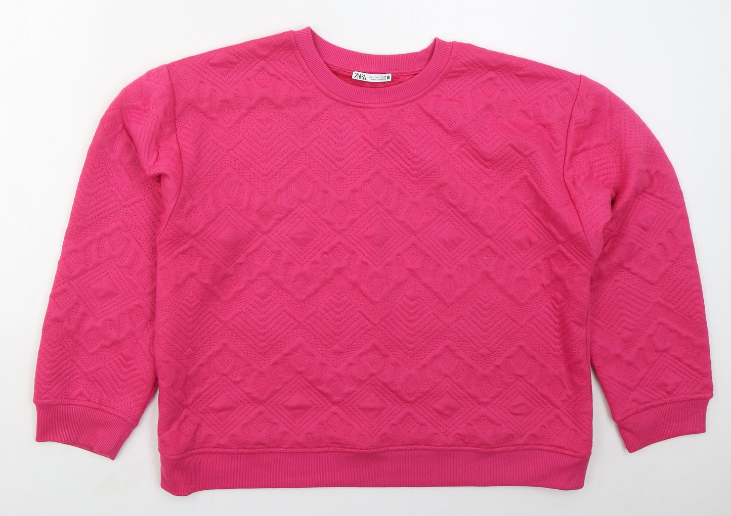 Zara Womens Pink Geometric Polyester Pullover Sweatshirt Size L  Pullover