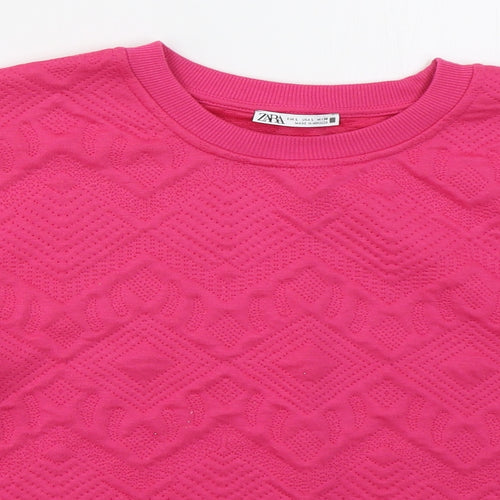 Zara Womens Pink Geometric Polyester Pullover Sweatshirt Size L  Pullover