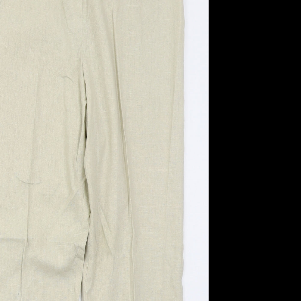 BHS Womens Beige  Linen Trousers  Size 16 L26 in Regular Hook & Eye