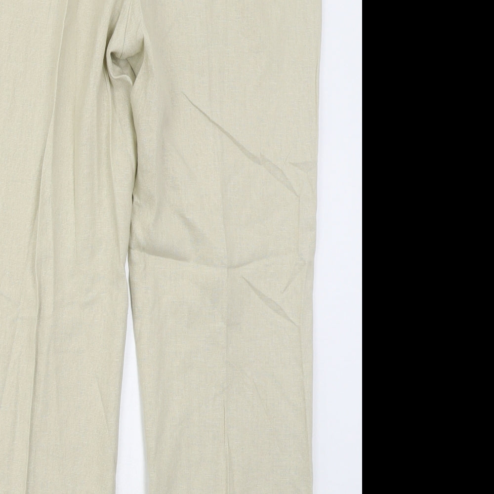 BHS Womens Beige  Linen Trousers  Size 16 L26 in Regular Hook & Eye