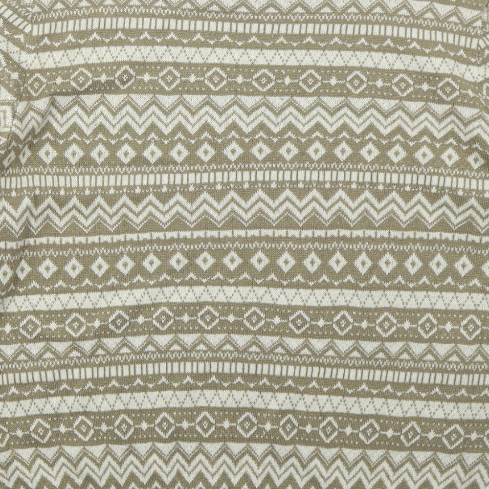 Burton Mens Beige Crew Neck Geometric Acrylic Pullover Jumper Size L