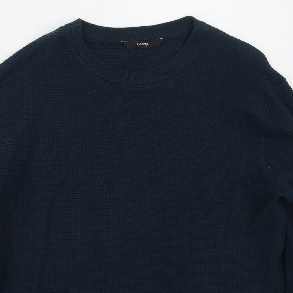 George Mens Green Crew Neck  Cotton Pullover Jumper Size M