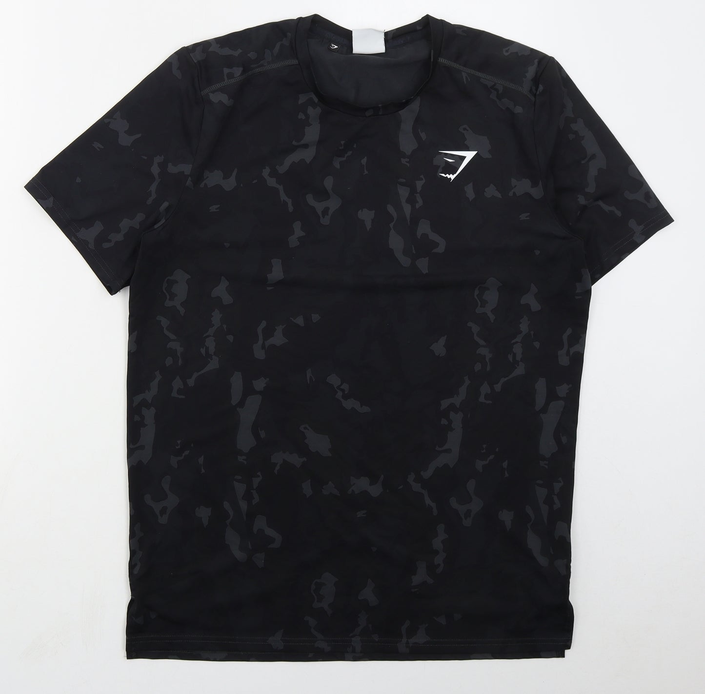 Gymshark Mens Grey Camouflage Polyester Basic T-Shirt Size S Crew Neck Pullover