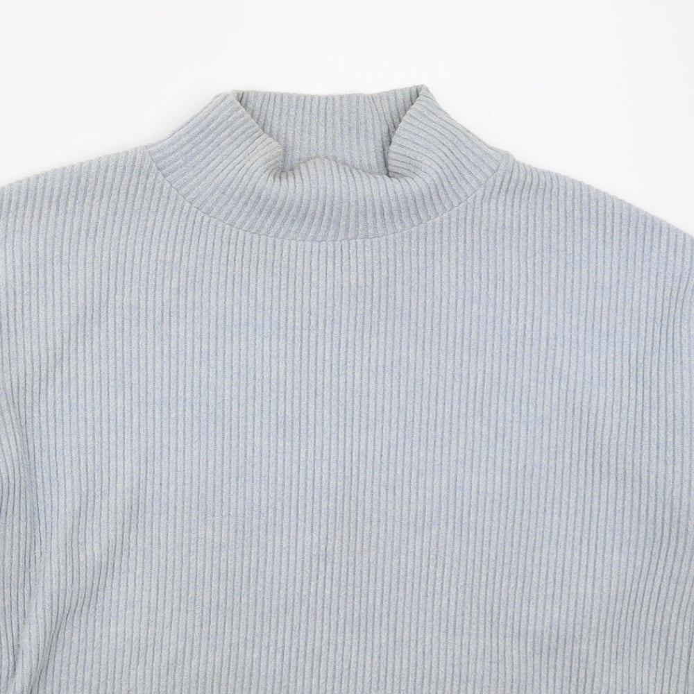 TU Womens Blue High Neck  Polyester Pullover Jumper Size 10