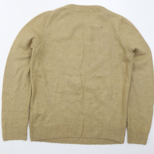 F&F Womens Brown Crew Neck  Acrylic Pullover Jumper Size 8   - Star