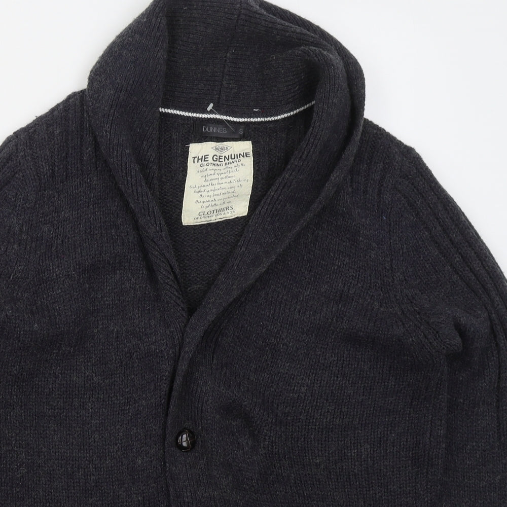 Dunnes Mens Grey Collared  Acrylic Cardigan Jumper Size S