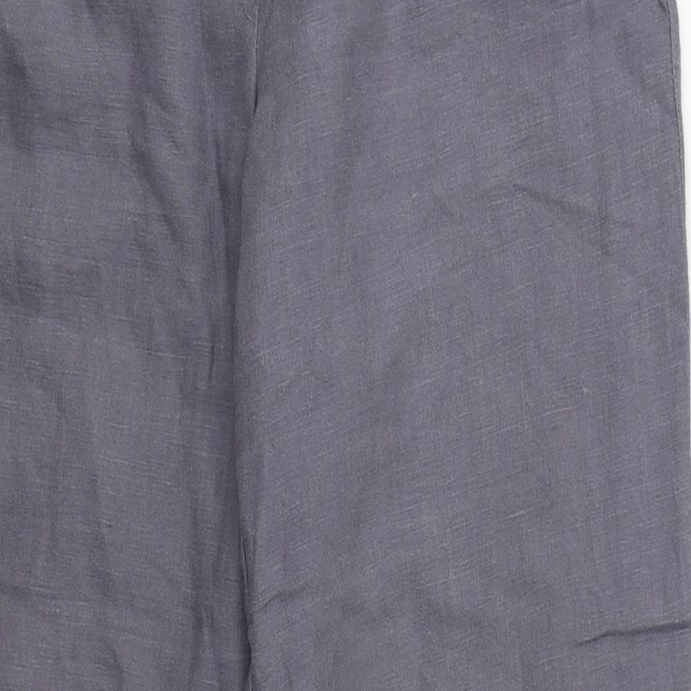 Monsoon Womens Grey  Linen Trousers  Size 8 L28 in Regular Button
