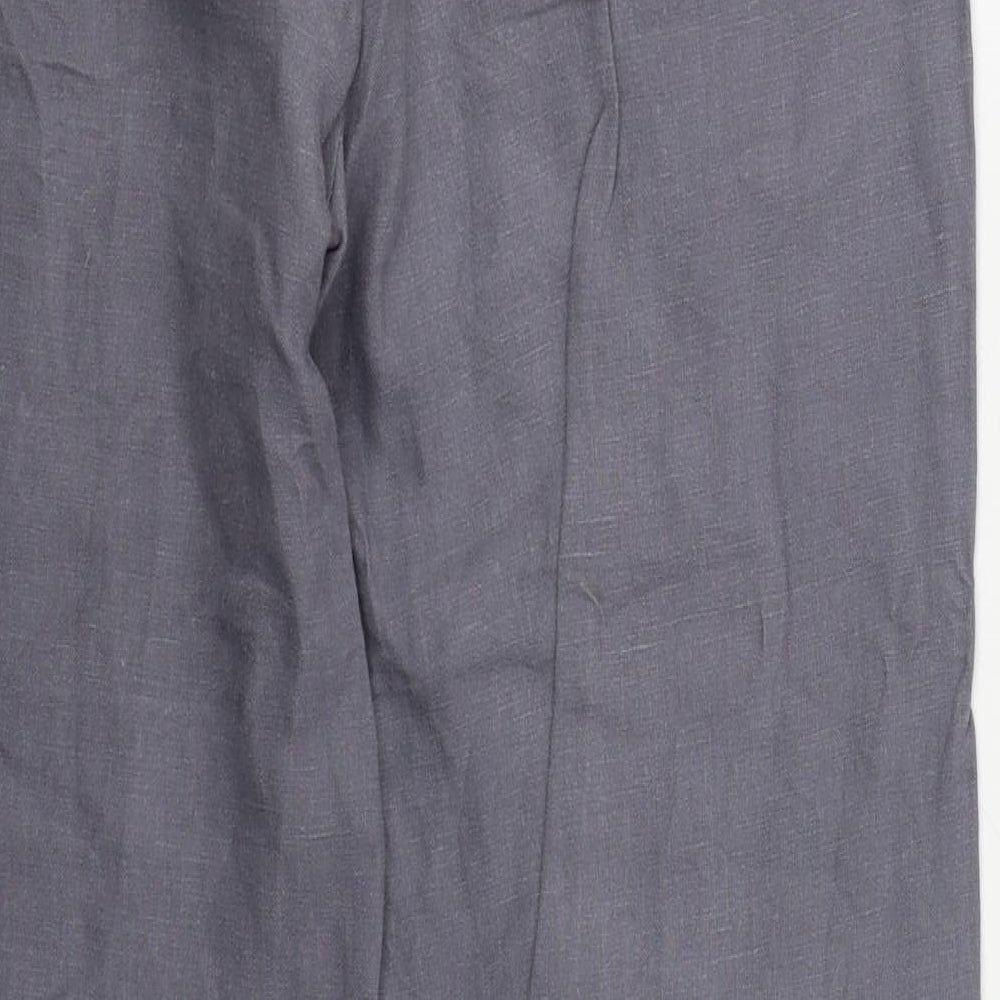 Monsoon Womens Grey  Linen Trousers  Size 8 L28 in Regular Button