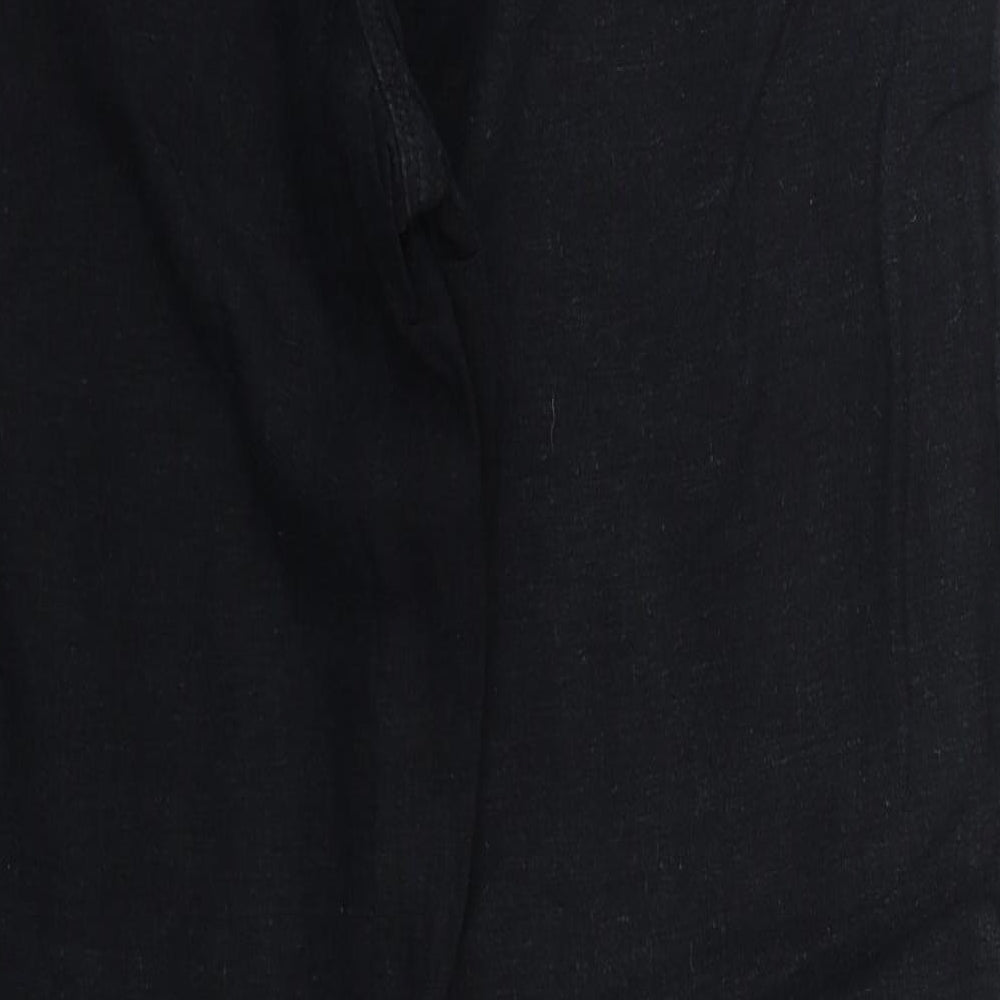 Marks and Spencer Womens Black  Linen Trousers  Size 12 L29 in Regular Drawstring