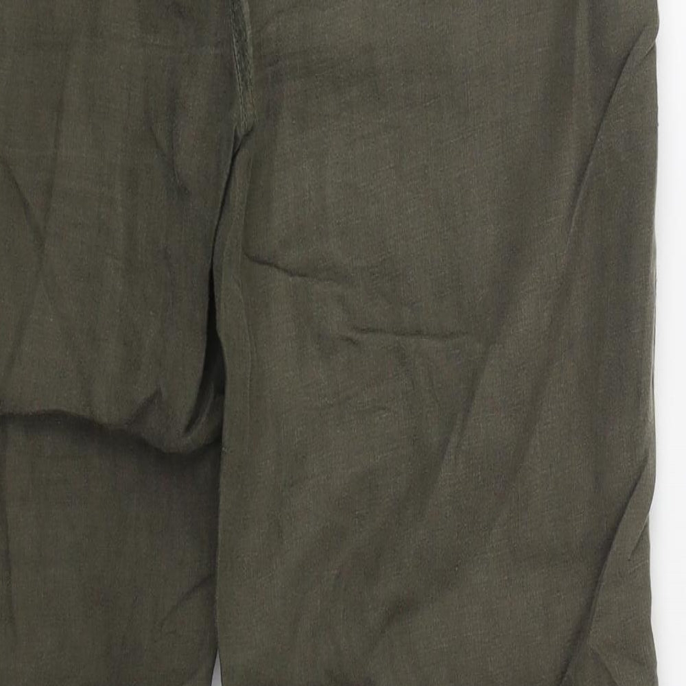 Marks and Spencer Womens Green  Linen Trousers  Size 12 L30 in Regular Drawstring