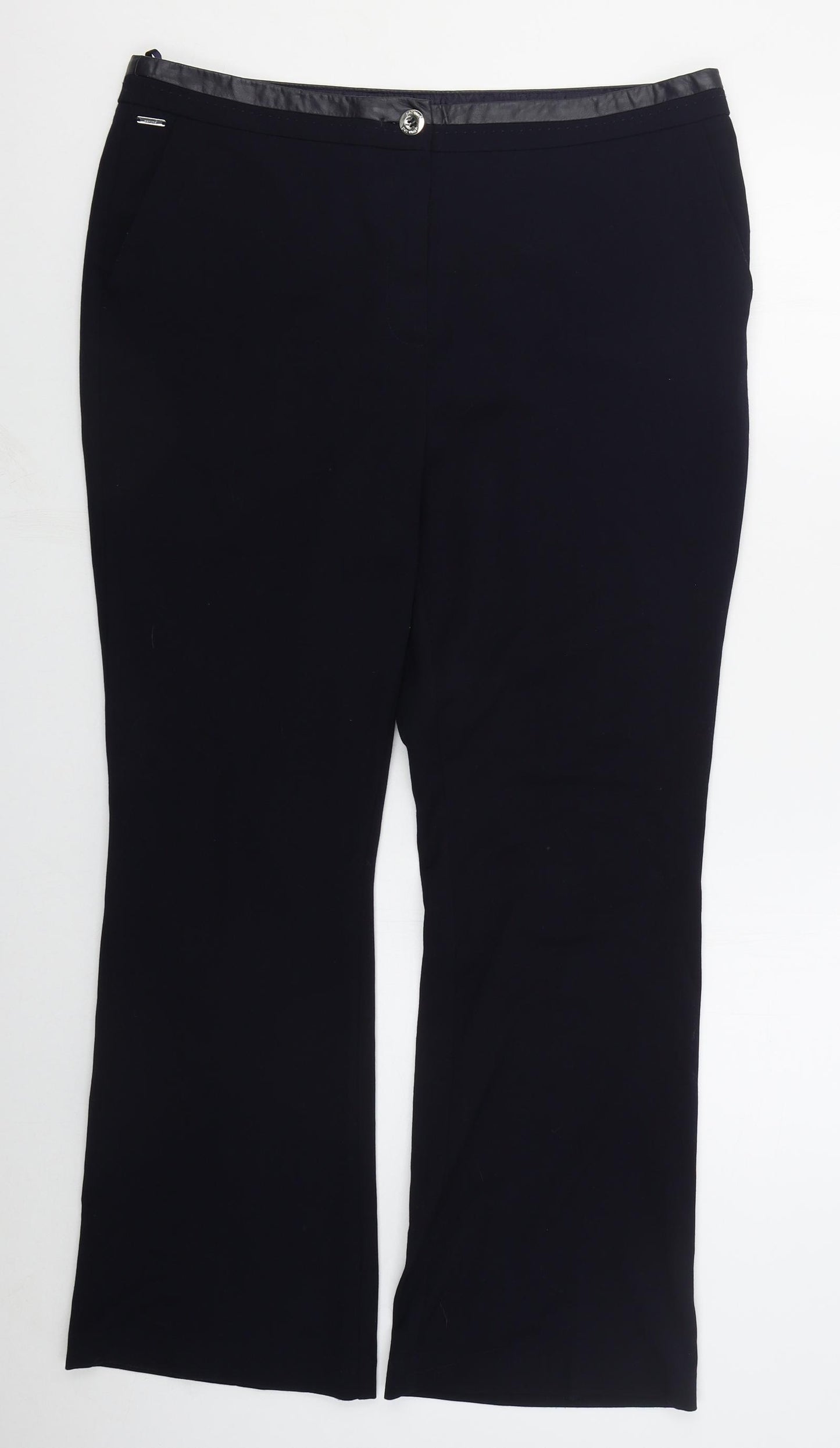 Marks and Spencer Womens Blue  Polyester Trousers  Size 16 L30 in Regular Button