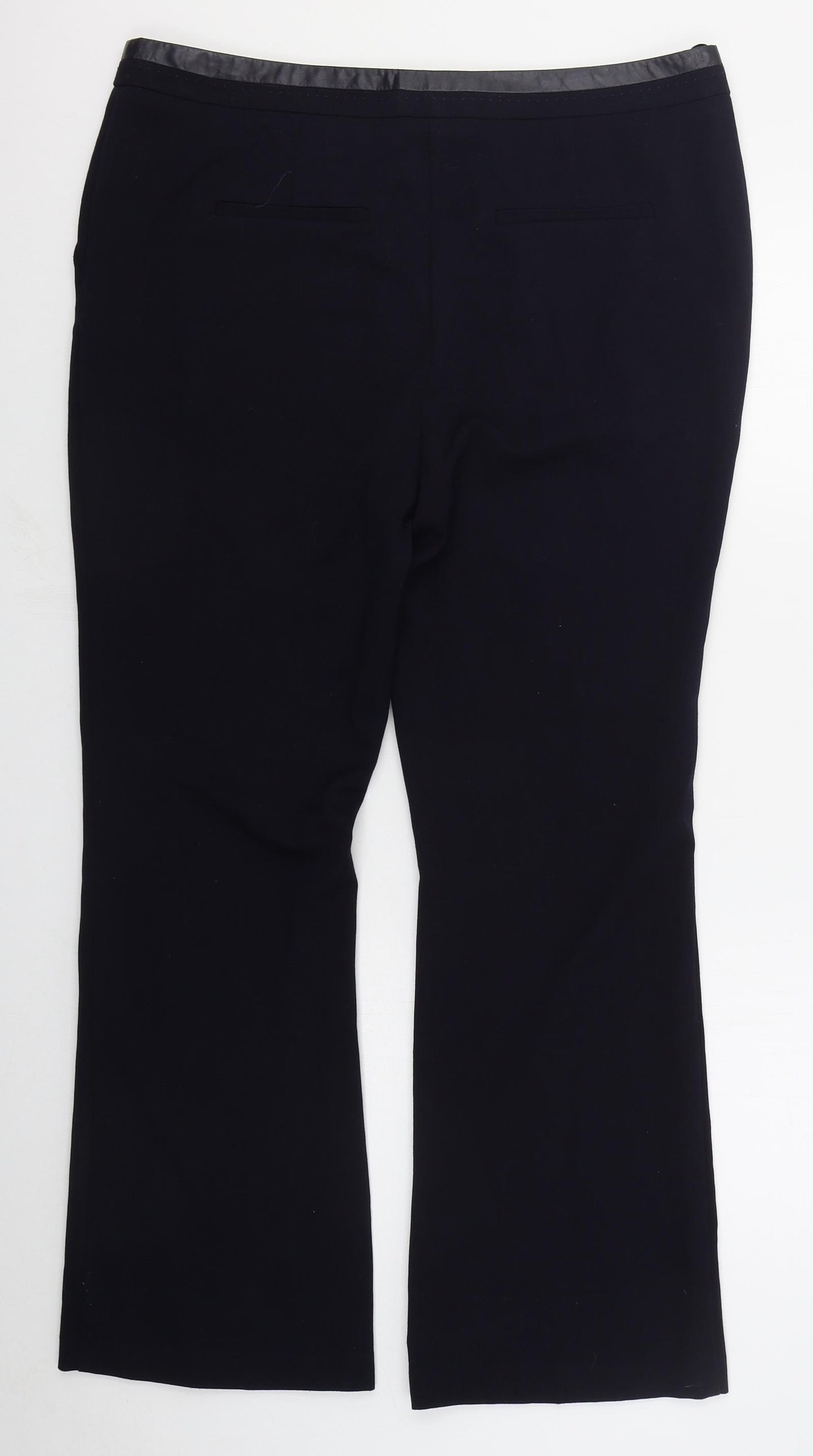 Marks and Spencer Womens Blue  Polyester Trousers  Size 16 L30 in Regular Button
