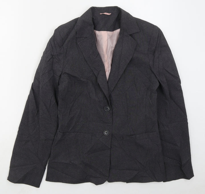 New Look Womens Grey Polyester Jacket Suit Jacket Size 10