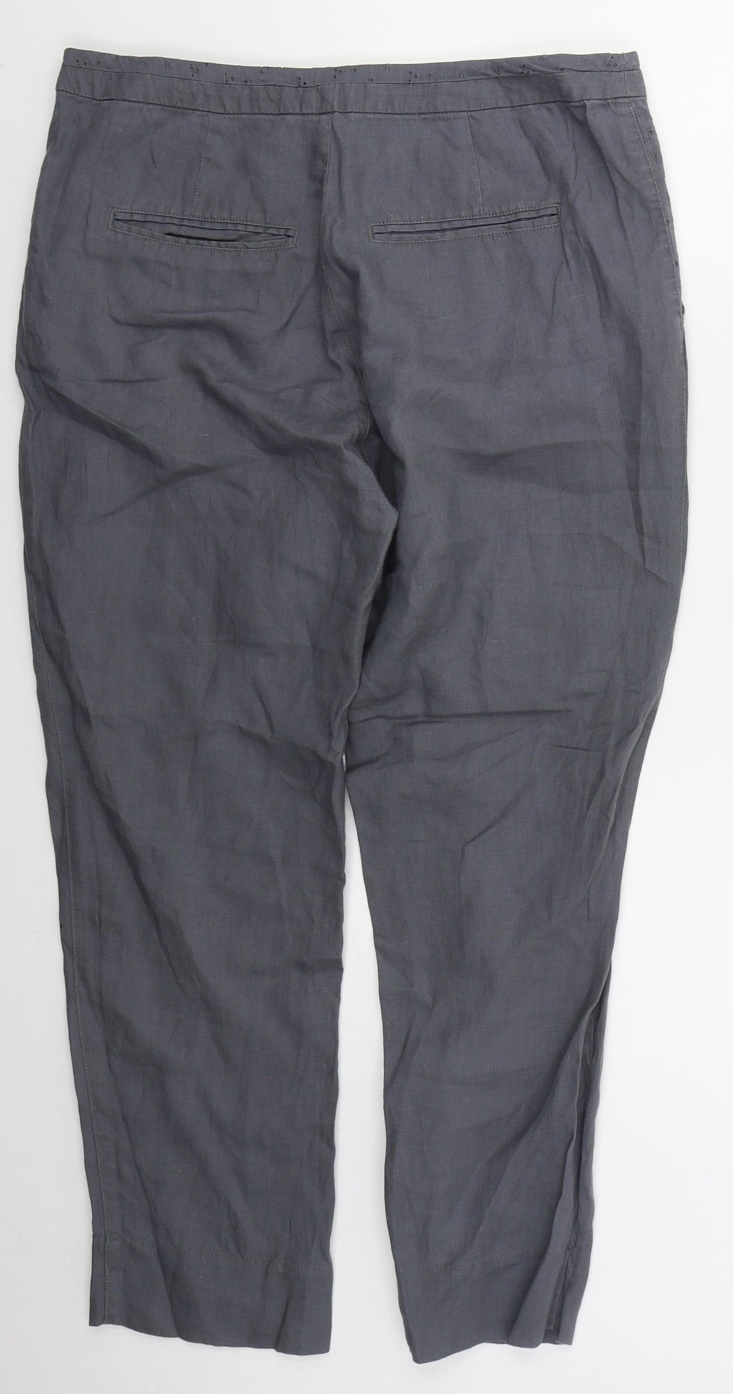 Noa Noa Womens Grey  Linen Trousers  Size M L32 in Regular Button