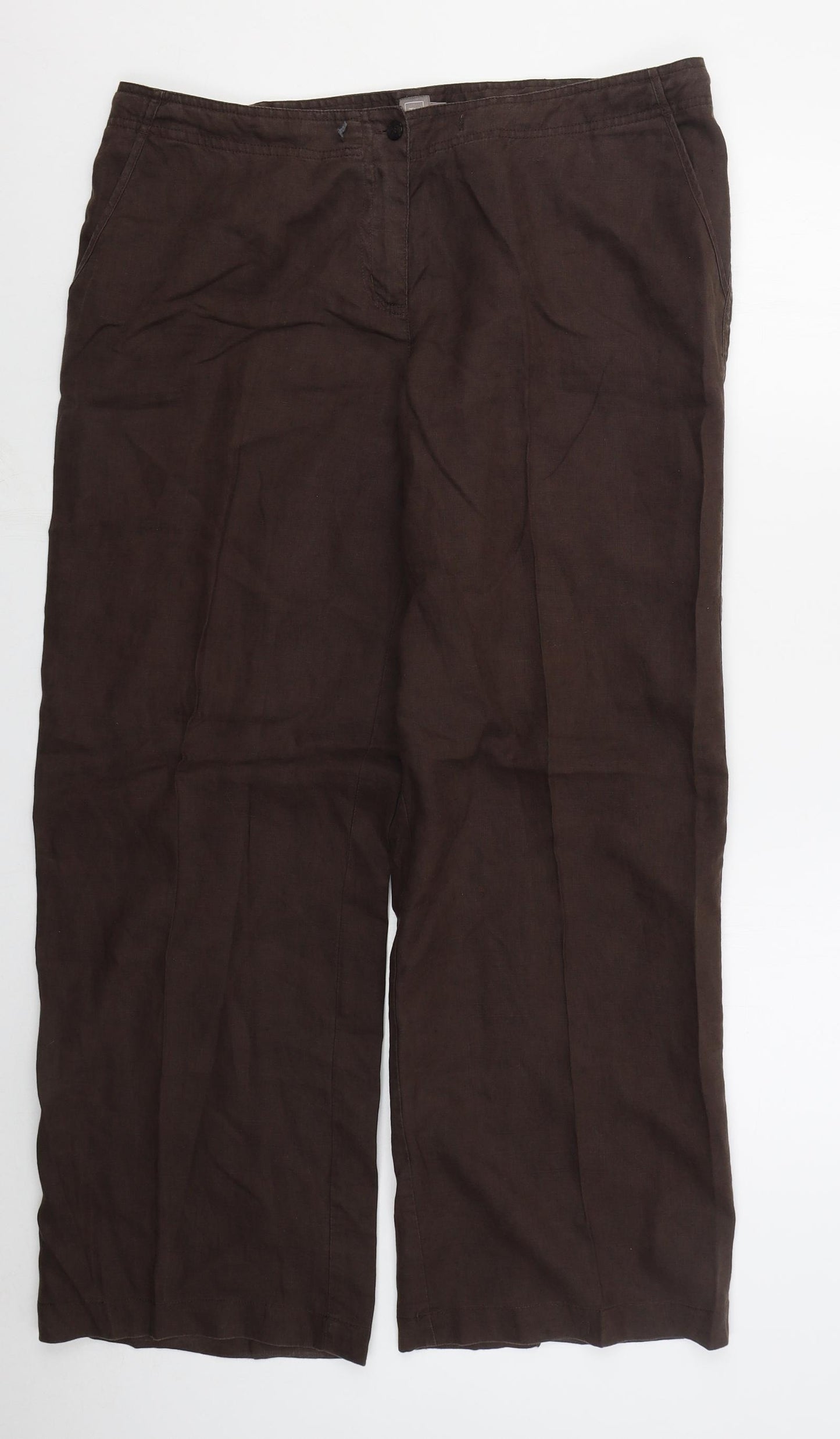 TU Womens Brown  Linen Trousers  Size 16 L30 in Regular Button