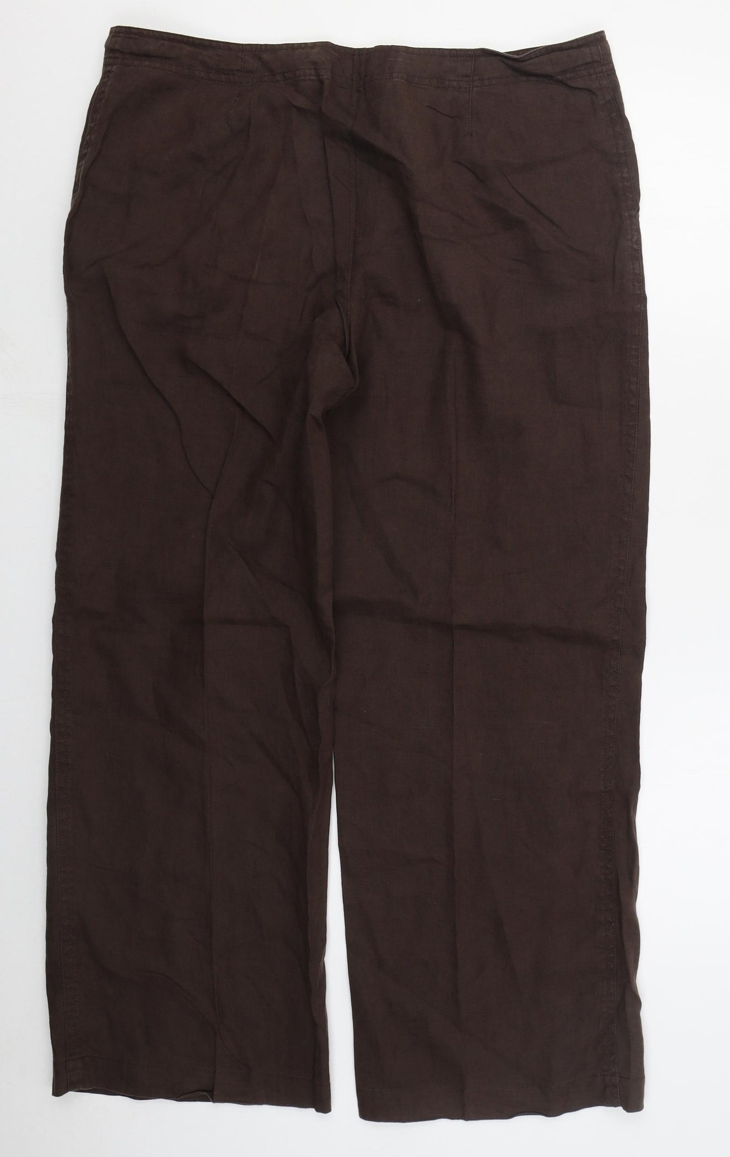 TU Womens Brown  Linen Trousers  Size 16 L30 in Regular Button