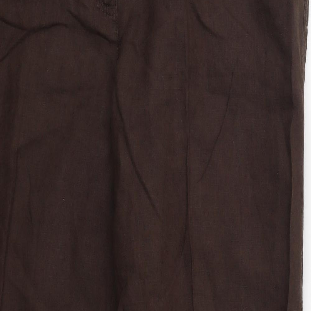 TU Womens Brown  Linen Trousers  Size 16 L30 in Regular Button