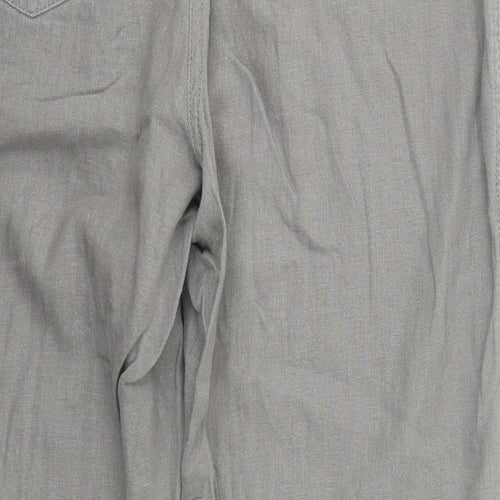 M&Co Womens Grey  Linen Trousers  Size 12 L28 in Regular Drawstring