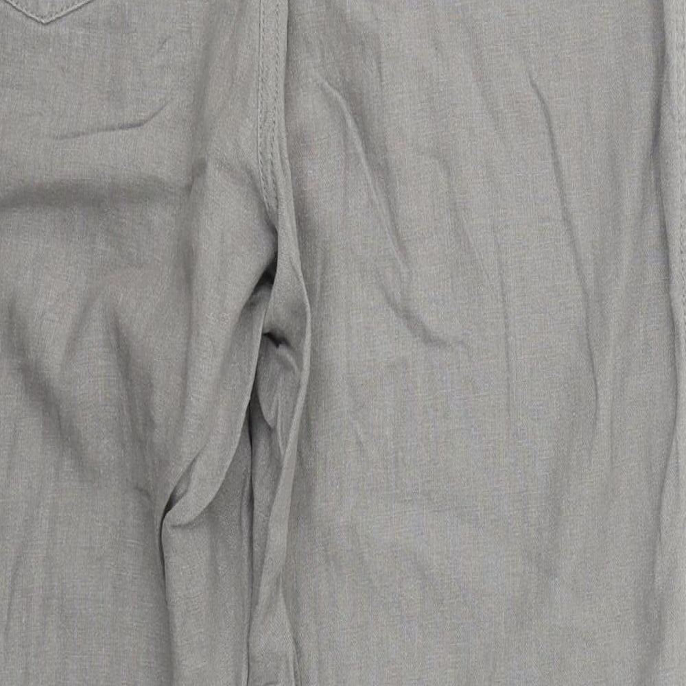 M&Co Womens Grey  Linen Trousers  Size 12 L28 in Regular Drawstring
