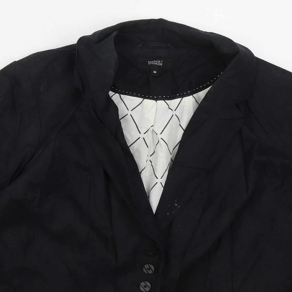 Marks and Spencer Womens Black   Jacket  Size 20  Button