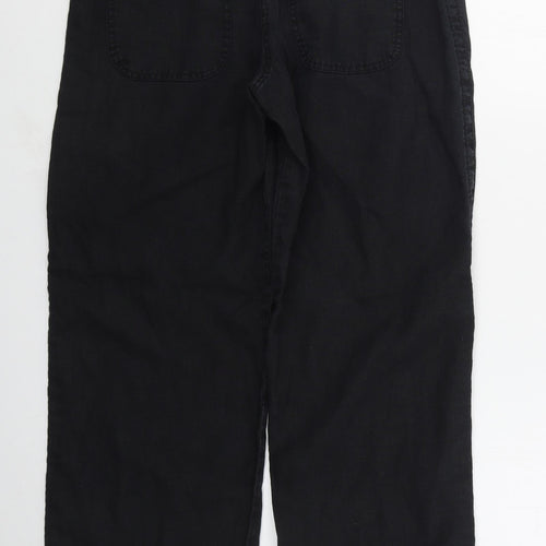 George Womens Black  Linen Trousers  Size 10 L28 in Regular Button